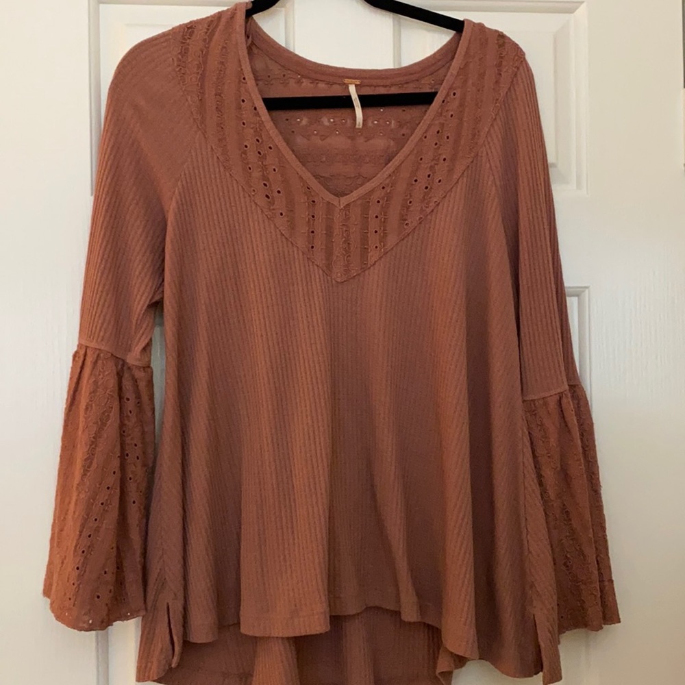 Free People bell sleeve knot top size S.